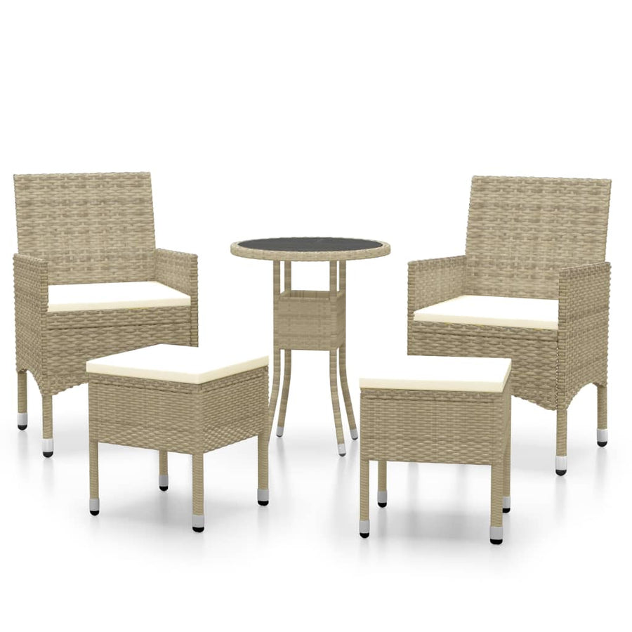 5-delige Loungeset poly rattan Beige