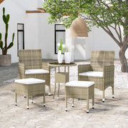 Loungeset 5-delig poly rattan beige