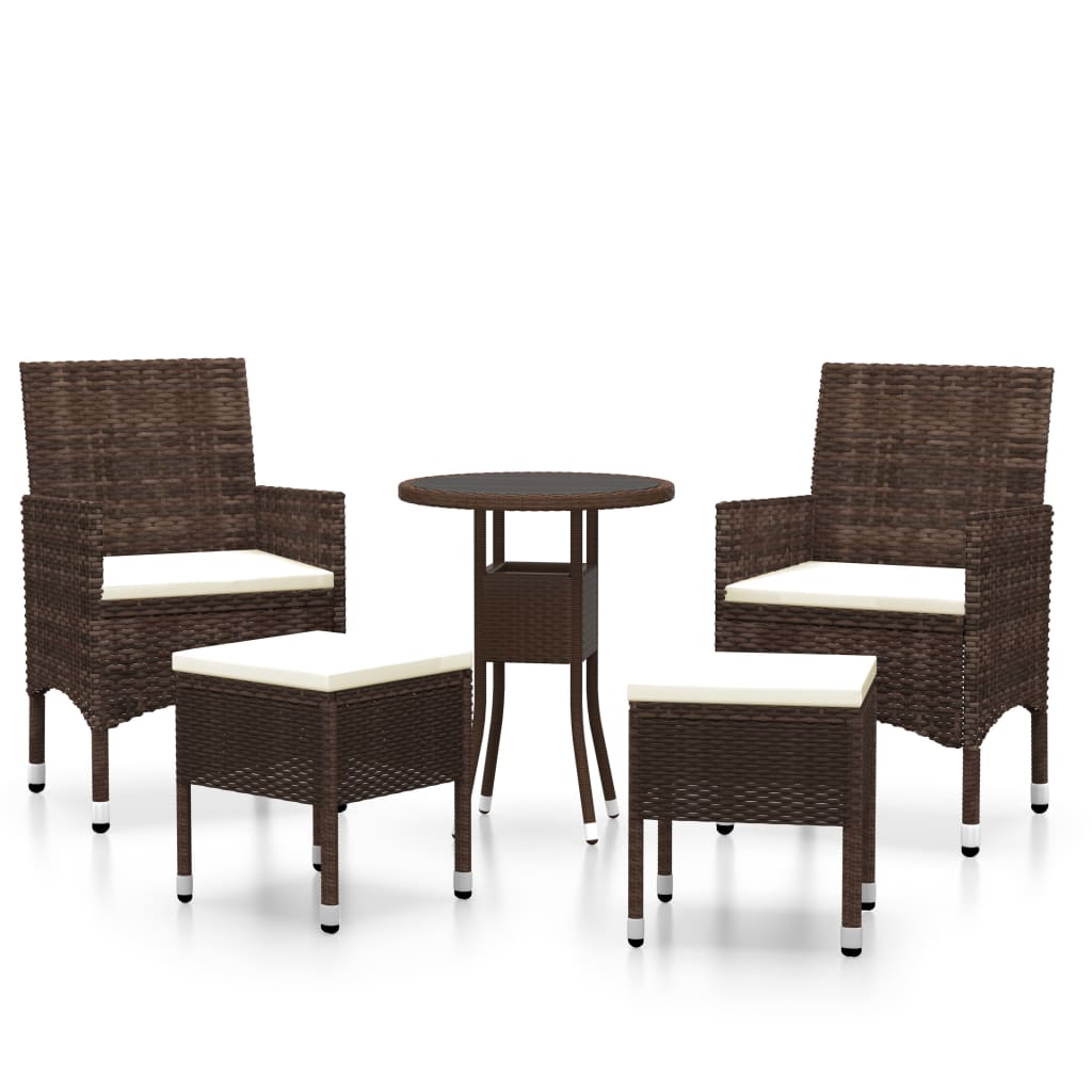 5-delige Loungeset poly rattan Bruin