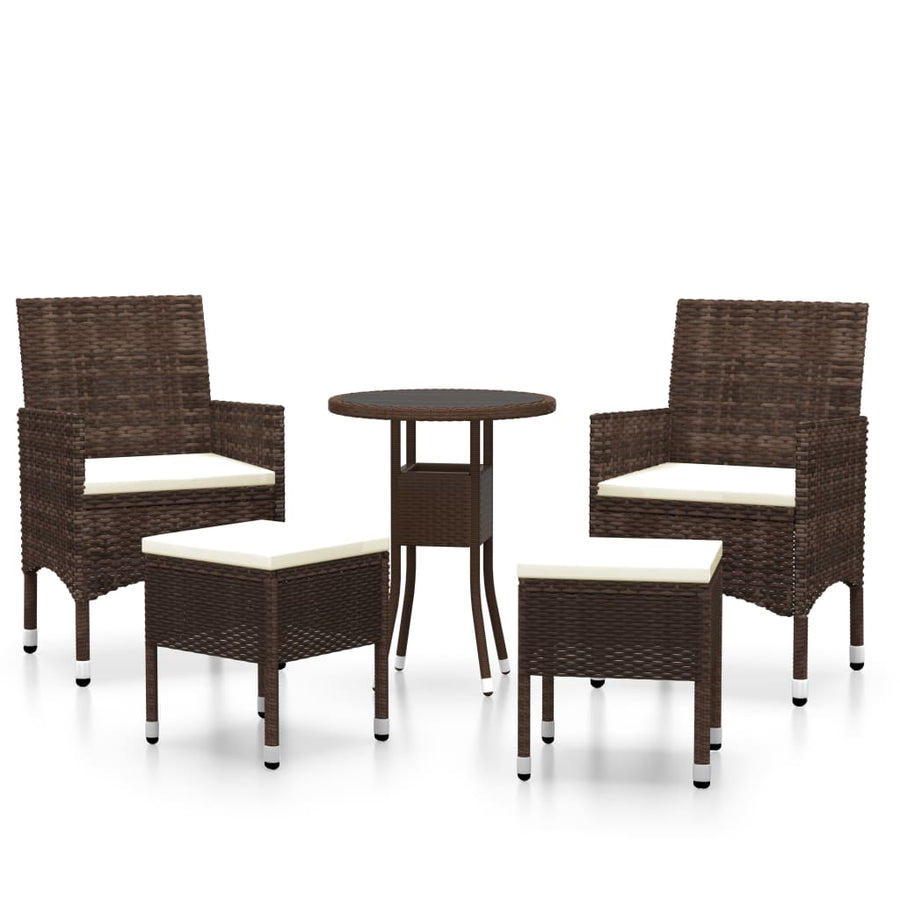 5-delige Loungeset poly rattan Bruin