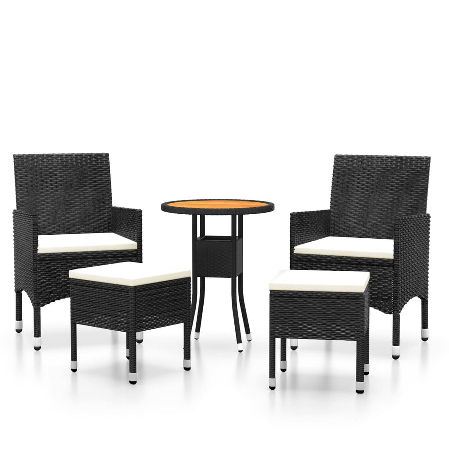 5-delige Loungeset poly rattan Zwart