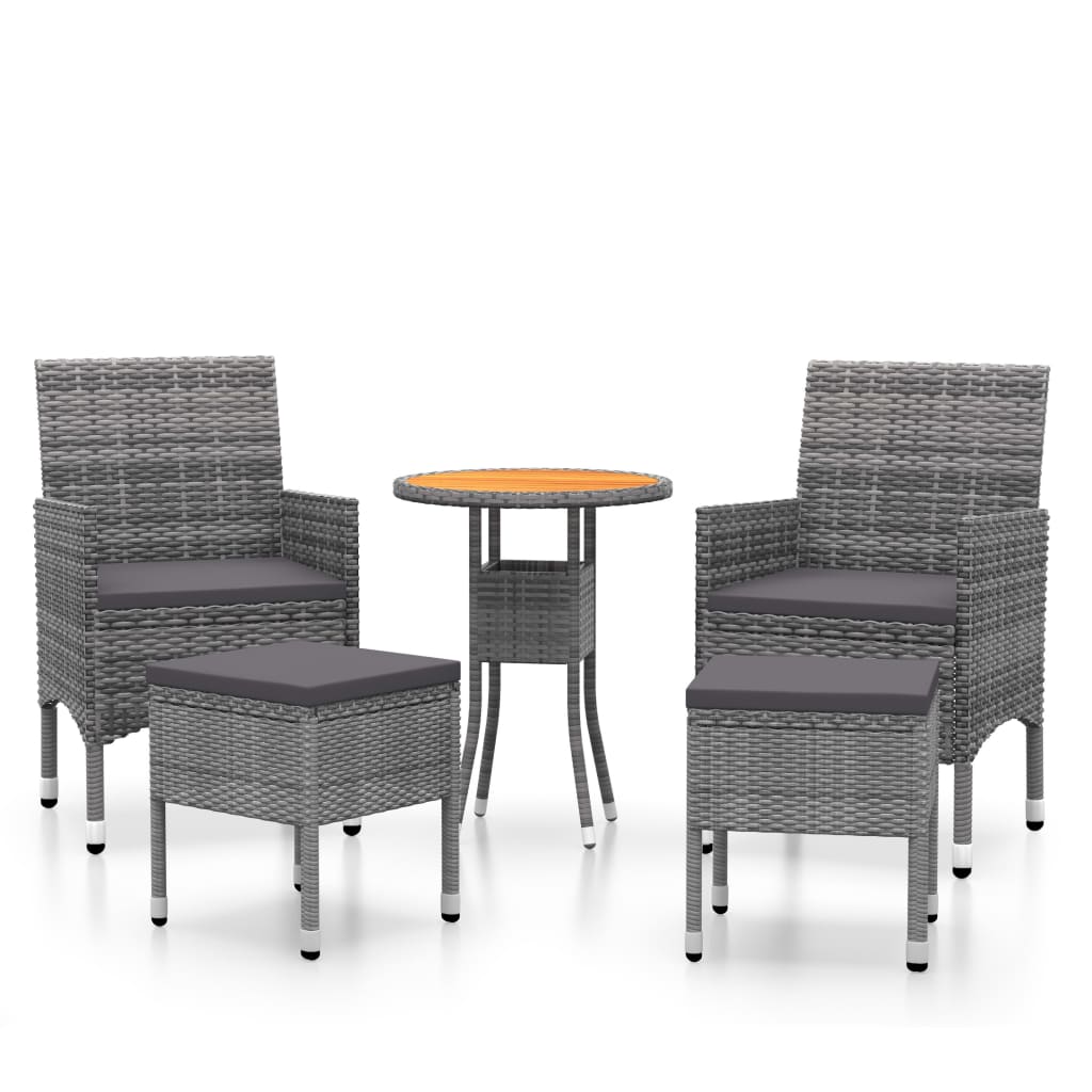 5-delige Loungeset poly rattan Grijs