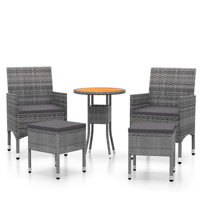 5-delige Loungeset poly rattan Grijs