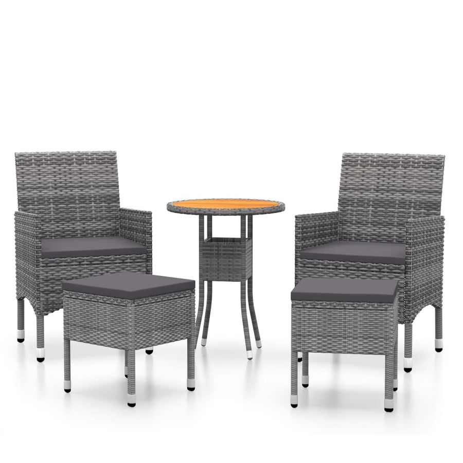 5-delige Loungeset poly rattan Grijs