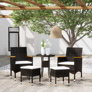 Loungeset 5-delig poly rattan zwart