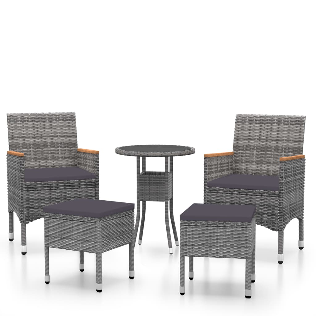 5-delige Loungeset poly rattan Grijs