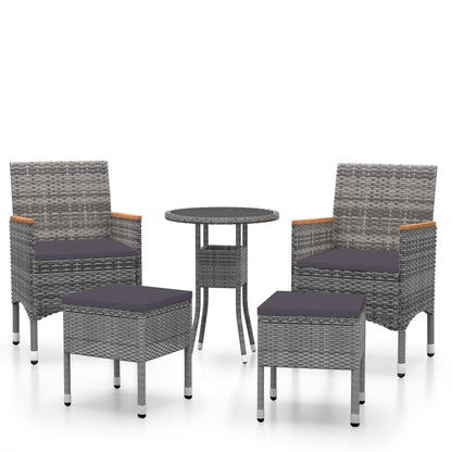 5-delige Loungeset poly rattan Grijs
