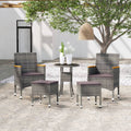 5-delige Loungeset poly rattan grijs