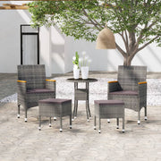 Loungeset poly rattan grijs 5-delig