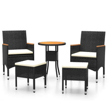 5-Delige Loungeset Poly Rattan Zwart
