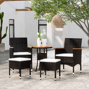Loungeset 5-delig poly rattan zwart acaciahout