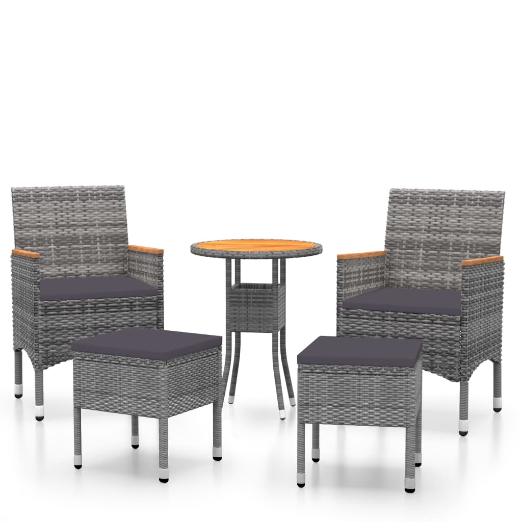 5-delige Loungeset poly rattan Grijs