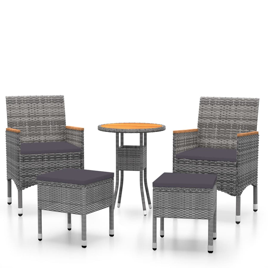 5-delige Loungeset poly rattan Grijs