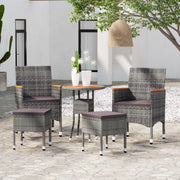 Loungeset 5-delig poly rattan grijs