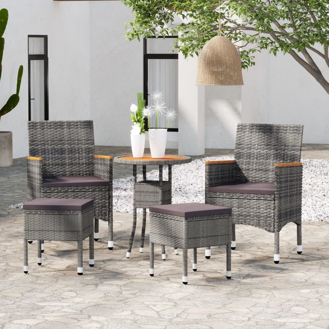 5-delige Loungeset poly rattan Grijs