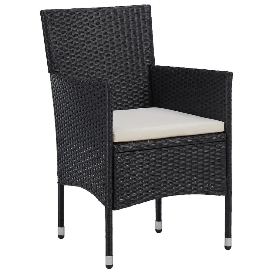 3-Delige Tuinset Poly Rattan Zwart