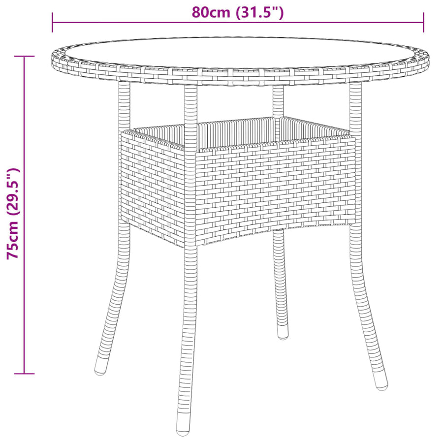 3-Delige Tuinset Poly Rattan Zwart