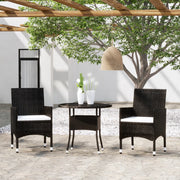 Tuinset poly rattan 3-delig zwart