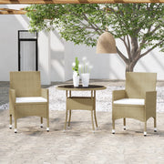 Tuinset 3-delig poly rattan beige