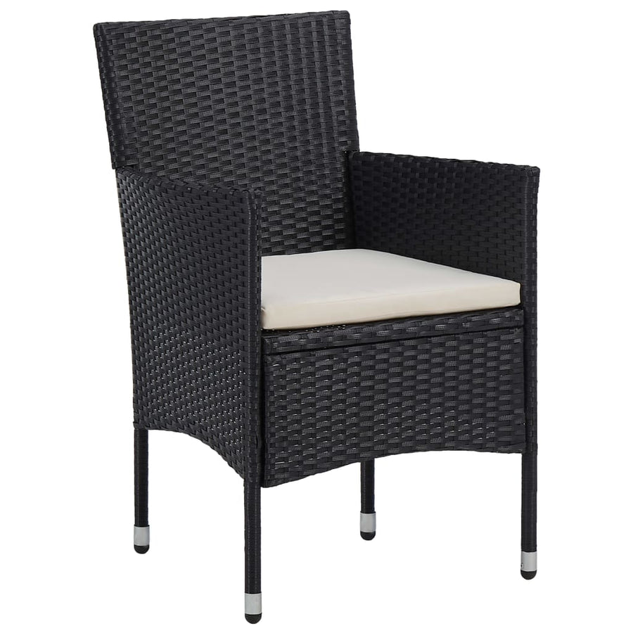 3-Delige Tuinset Poly Rattan Zwart