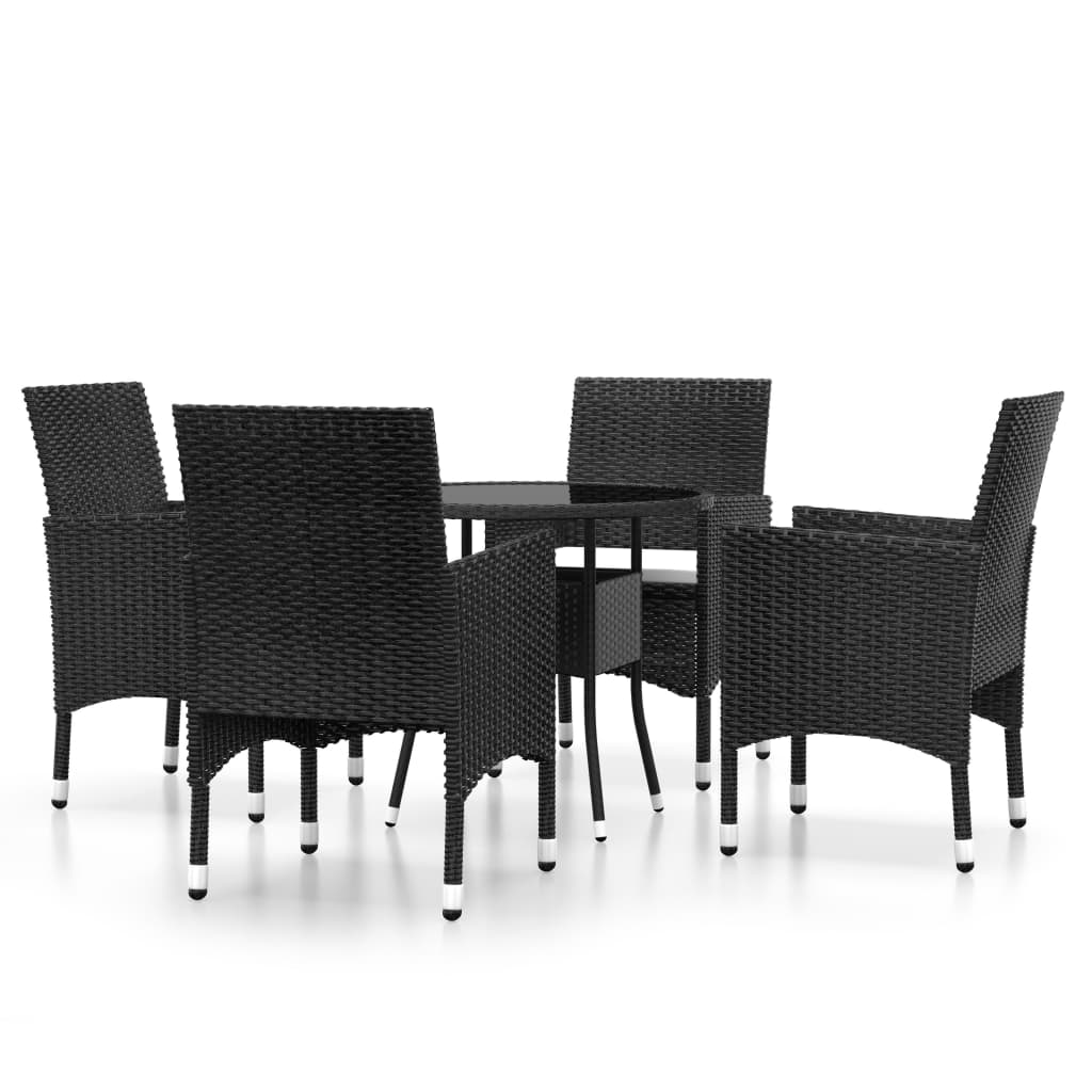 5-Delige Tuinset Poly Rattan Zwart