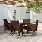Tuinset poly rattan 5-delig bruin