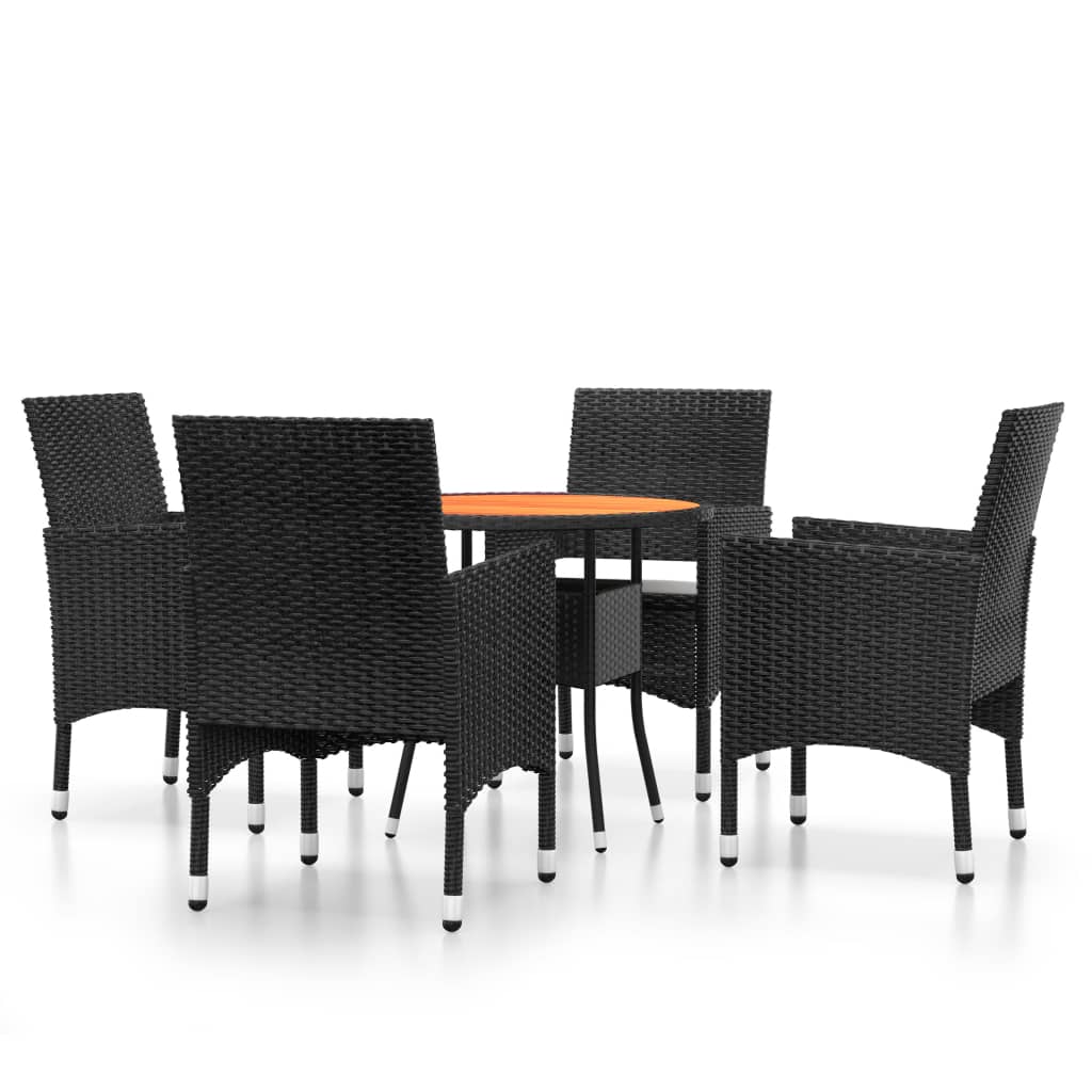 5-Delige Tuinset Poly Rattan Zwart