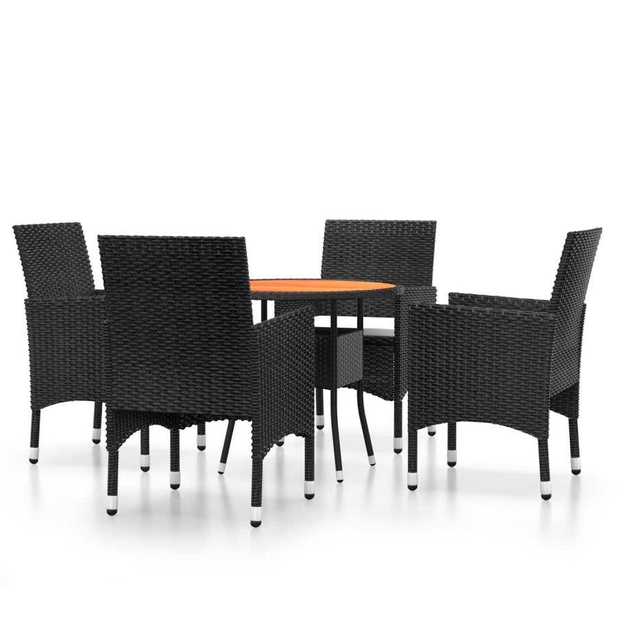 5-Delige Tuinset Poly Rattan Zwart