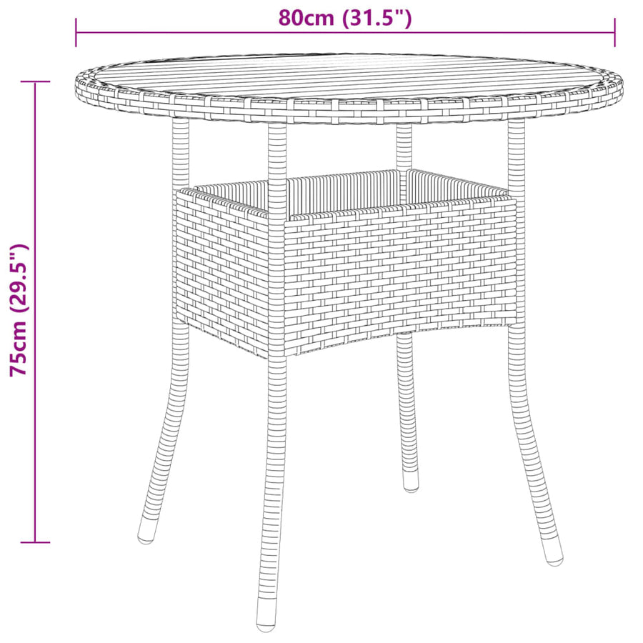 5-Delige Tuinset Poly Rattan Zwart