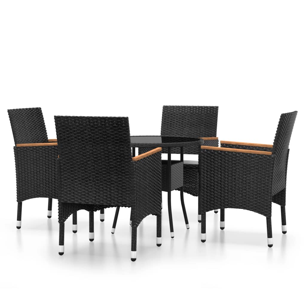 5-Delige Tuinset Poly Rattan Zwart