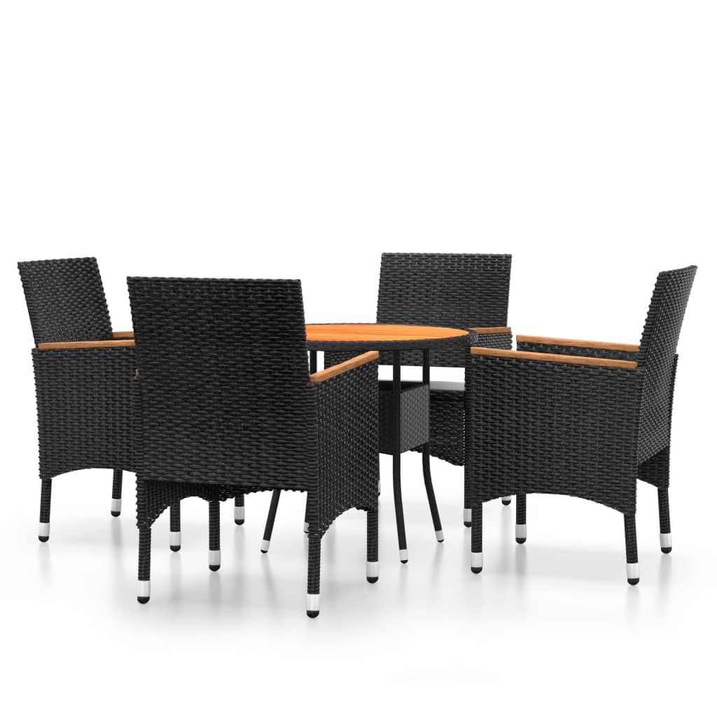 5-Delige Tuinset Poly Rattan Zwart