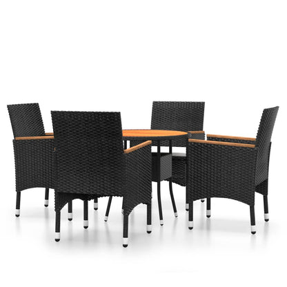 5-Delige Tuinset Poly Rattan Zwart
