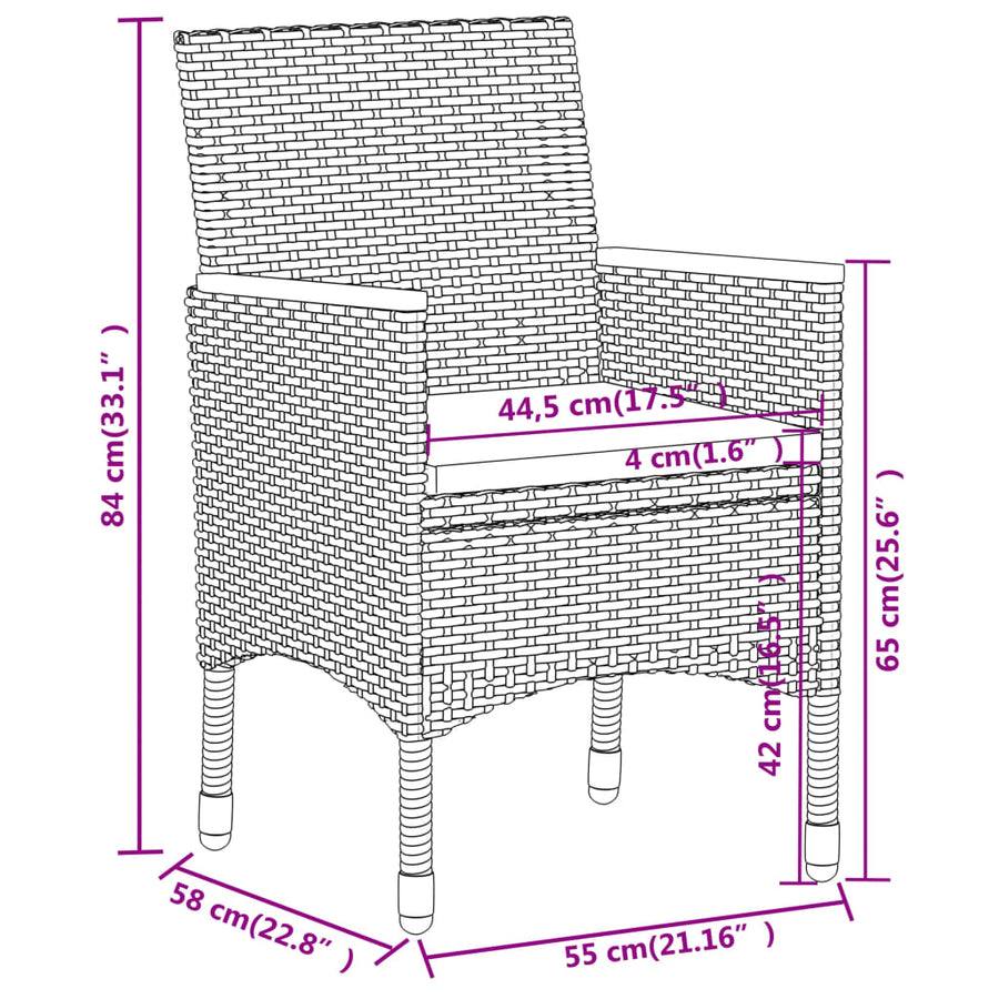 5-Delige Tuinset Poly Rattan Zwart