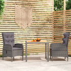 3-Delige Tuinset Poly Rattan Grijs 90 cm tafellengte Grijs en bruin