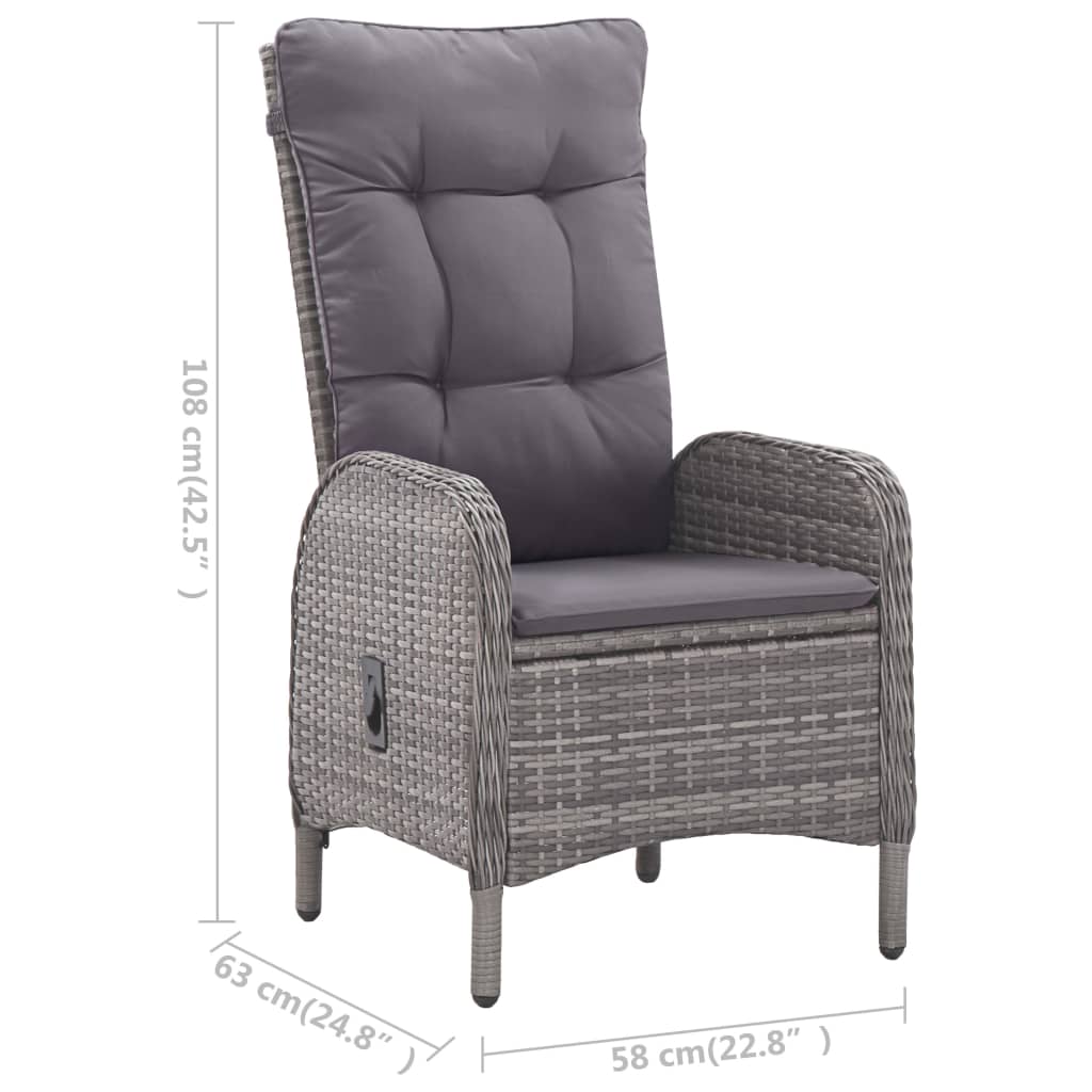 -Delige Tuinset Poly Rattan En Glas 3 Grijs