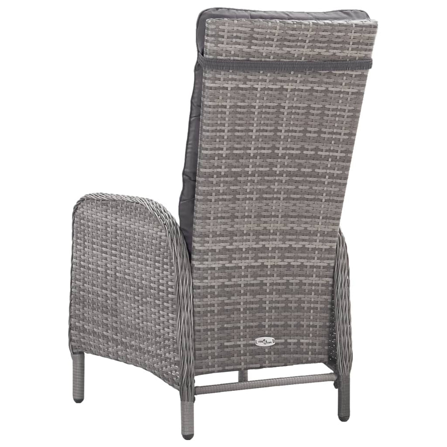 -Delige Tuinset Poly Rattan En Glas 3 Grijs