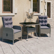 Tuinset 3-delig poly rattan glas grijs