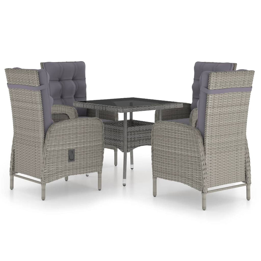 -Delige Tuinset Poly Rattan En Glas 5 Grijs