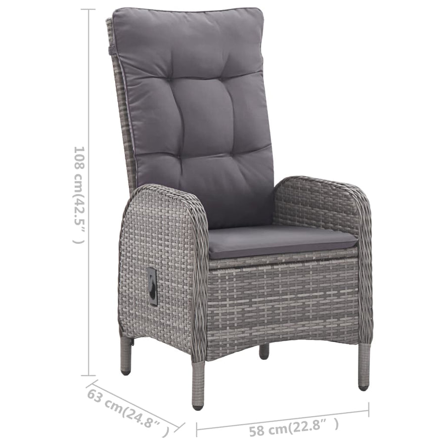 -Delige Tuinset Poly Rattan En Glas 5 Grijs