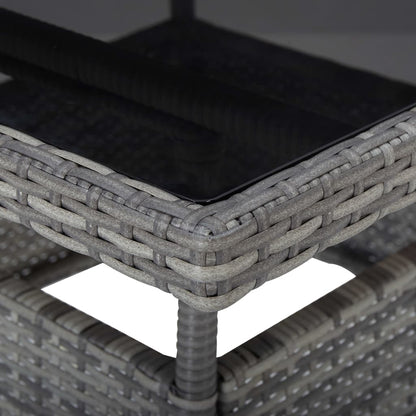 -Delige Tuinset Poly Rattan En Glas 5 Grijs