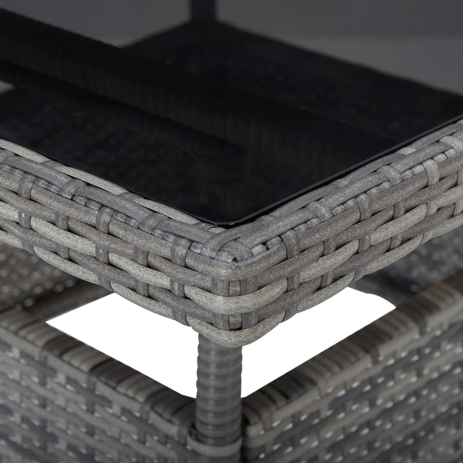 -Delige Tuinset Poly Rattan En Glas 5 Grijs