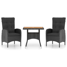 -Delige Tuinset Poly Rattan En Acaciahout 3 Zwart en bruin