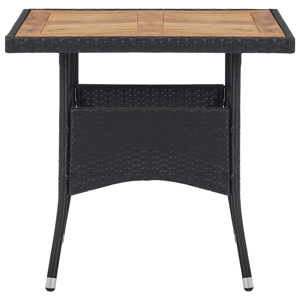 -Delige Tuinset Poly Rattan En Acaciahout 3 Zwart en bruin