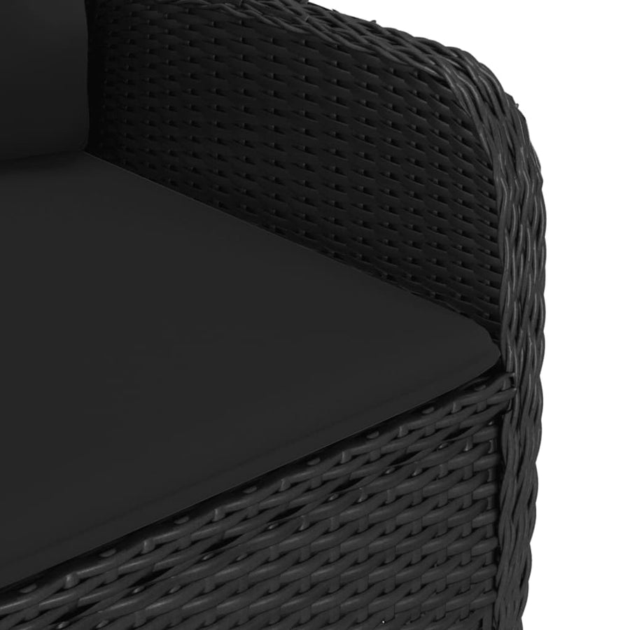-Delige Tuinset Poly Rattan En Acaciahout 3 Zwart en bruin