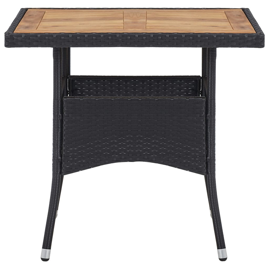 -Delige Tuinset Poly Rattan En Acaciahout 5 Zwart en bruin
