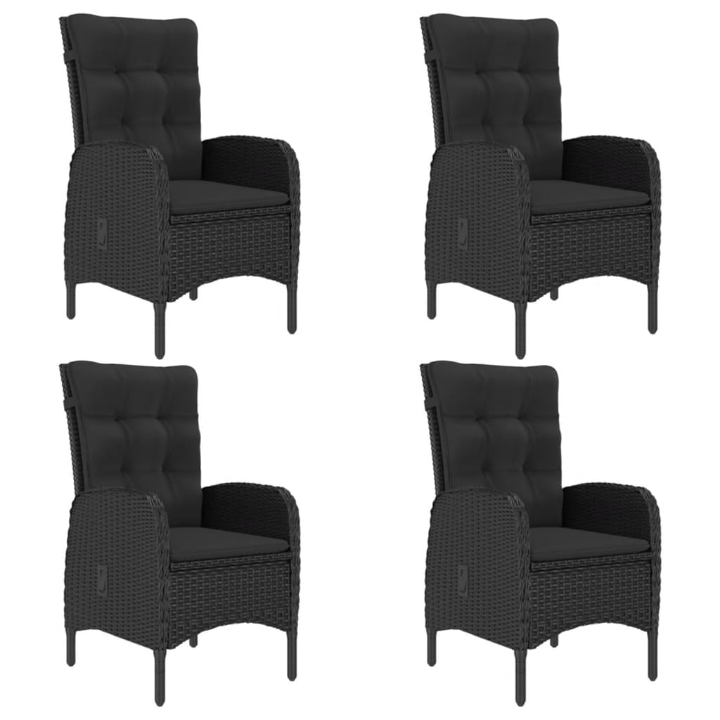 -Delige Tuinset Poly Rattan En Acaciahout 5 Zwart en bruin