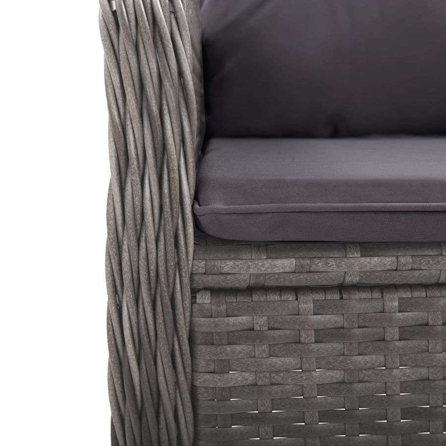 -Delige Tuinset Poly Rattan En Glas 9 Grijs
