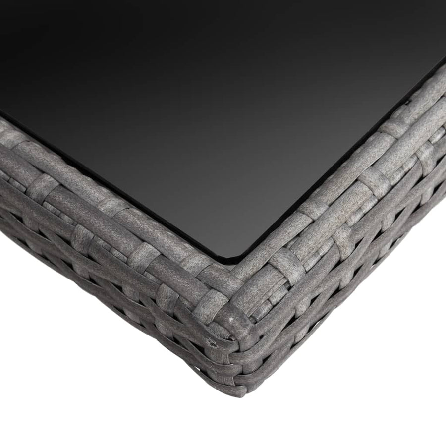 -Delige Tuinset Poly Rattan En Glas 9 Grijs
