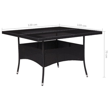 -Delige Tuinset Poly Rattan En Glas 9 Zwart