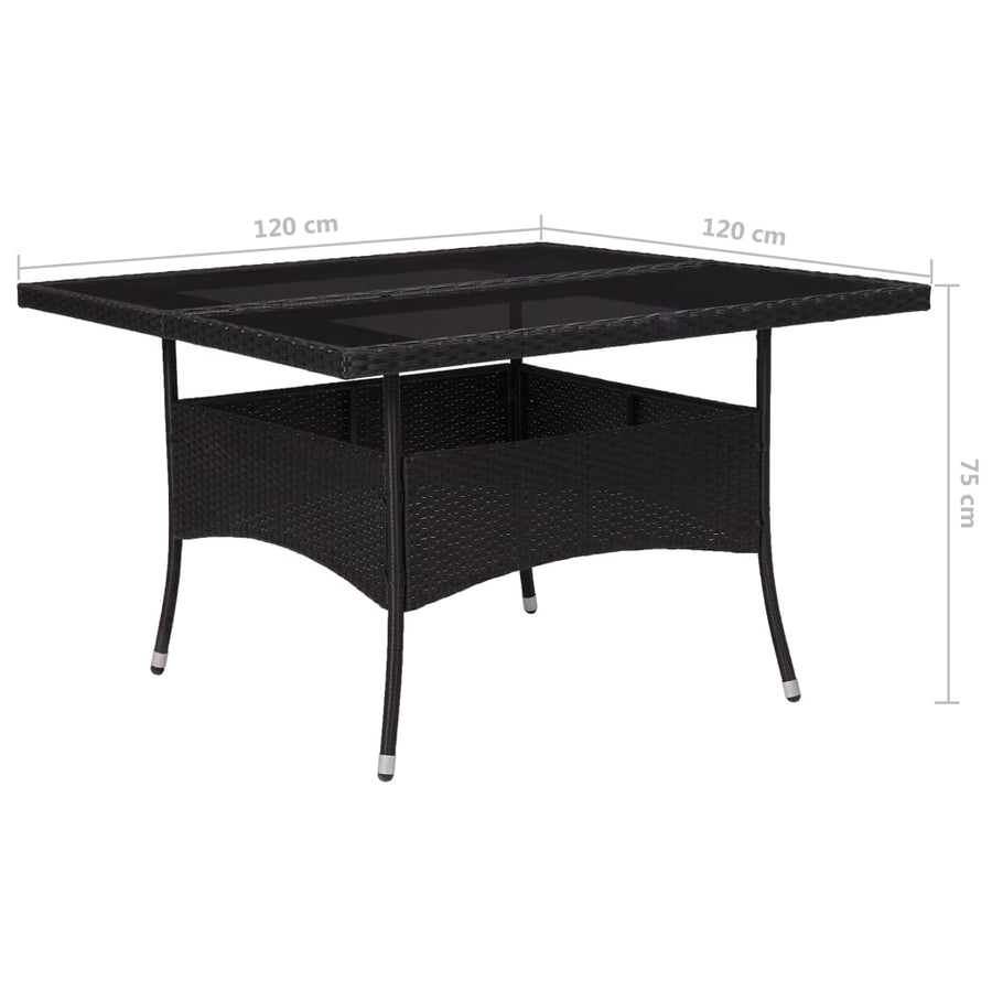 -Delige Tuinset Poly Rattan En Glas 9 Zwart